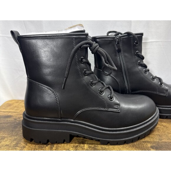 Dream Pairs Womens Black Leather Lace Up Combat Ankle Boots Size 8.5 - Picture 11 of 14